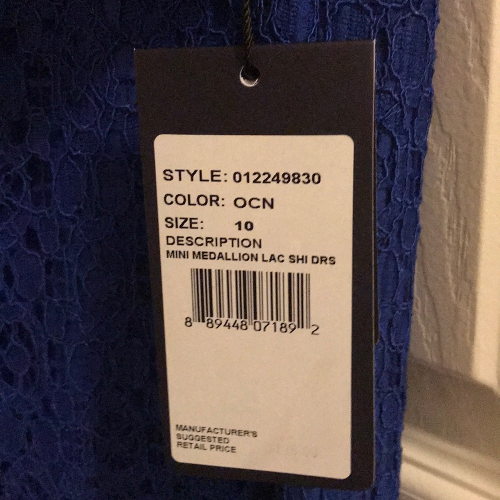🆕 Adrianna Papell Navy Mini Medallion Lace Dress - Picture 3 of 7